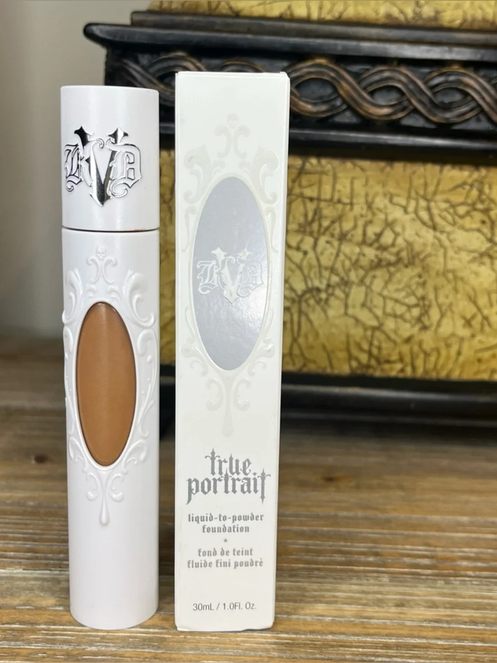 NIB KVD Vegan Beauty True Portrait Liquid-to-Powder Foundation~Shade Tan 074